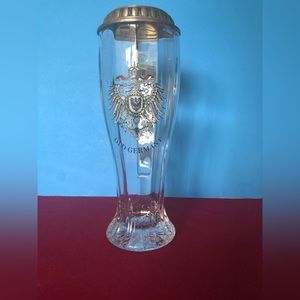 Vintage old Germany, glass, and pewter stein 10 inches tall